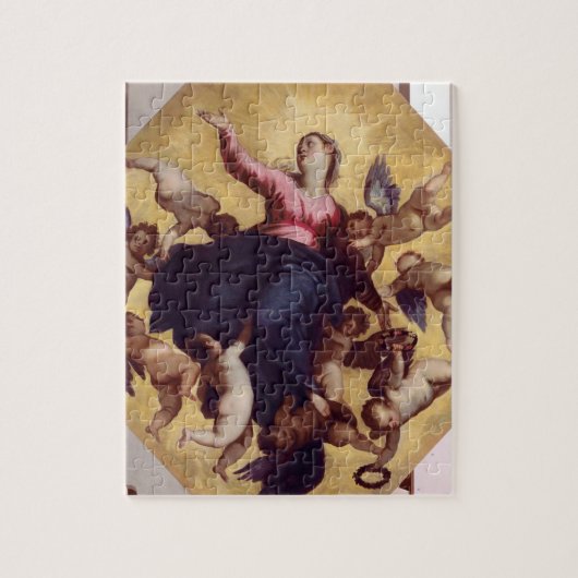 Madonna trug durch Engel (Deckenfresko) Puzzle (Vertikal)