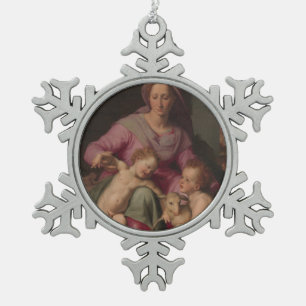 Madonna u. Kind mit Johannes der Baptist Schneeflocken Zinn-Ornament