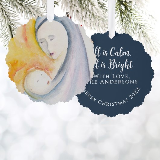 Madonna und Child Midnight Blue Keepake Gruß Ornament Karte