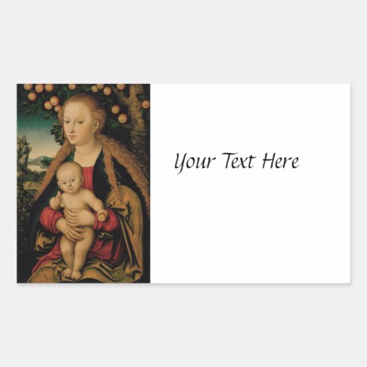 Madonna und Christ Child under Apple Tree Rechteckiger Aufkleber (Vorderseite)