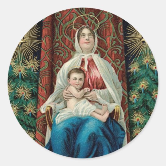 Madonna und Christ Kind Runder Aufkleber (Vorderseite)
