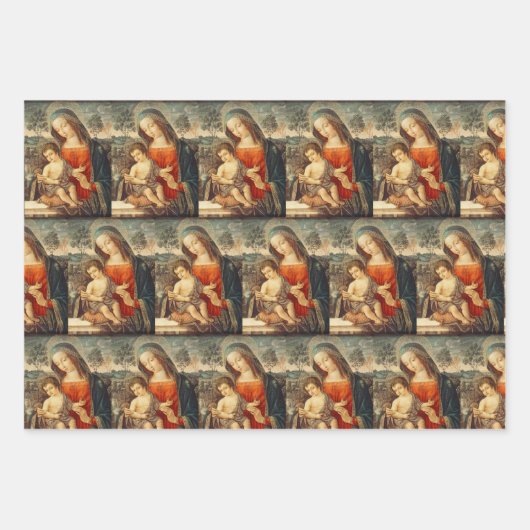 Madonna und Christ Kinder Klassische Kunst Geschenkpapier Set (Vorderseite)