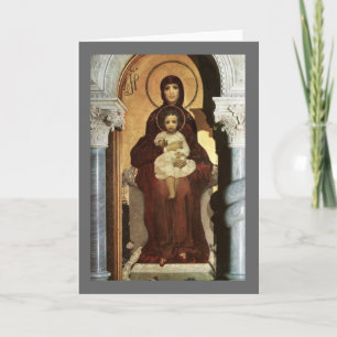 Madonna und das Baby Jesus auf Throne Feiertagskarte
