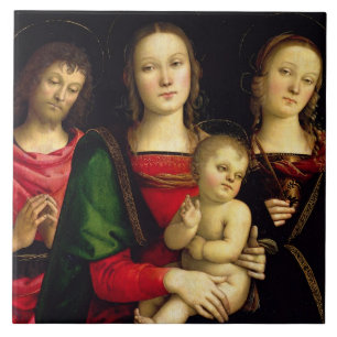 Madonna und das Kind mit Johannes der Baptist Fliese