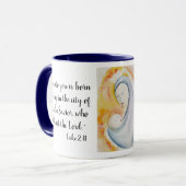 Madonna und die Kinderbibel Verse Weihnachtsfeierl Tasse (Vorderseite Links)