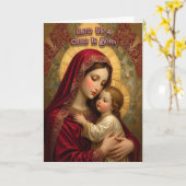 Madonna und Jesus falteten die Weihnachtskarte Karte (Gelbe Blume)