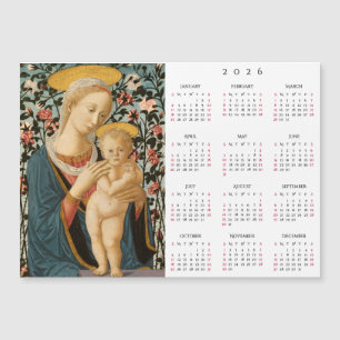 Madonna und Jesuskind Vintage-Kunst 2026 Kalender Magnetkarte