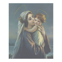 Madonna und Jesuskind Vintage Poster Druck Kunst