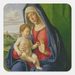 Madonna und Kind, 1490er Quadratischer Aufkleber