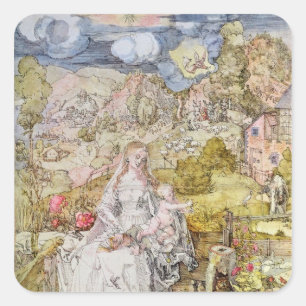 Madonna und Kind 3 Quadratischer Aufkleber