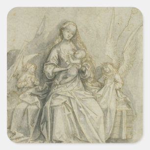 Madonna und Kind 3 Quadratischer Aufkleber