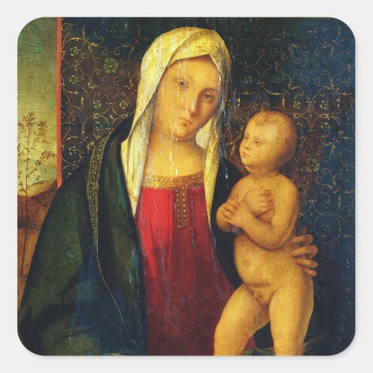 Madonna und Kind 3 Quadratischer Aufkleber (Vorderseite)