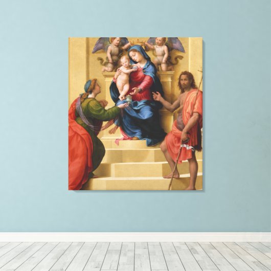 Madonna und Kind begeistert von Heiligen Maria Leinwanddruck (Insitu (Holzboden))