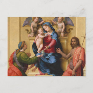 Madonna und Kind begeistert von Heiligen Maria Postkarte