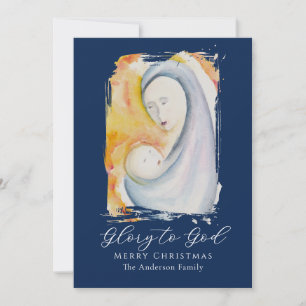 Madonna und Kind Bibelvers Kalligrafie Schrift Feiertagskarte
