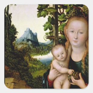 Madonna und Kind, c.1525 Quadratischer Aufkleber