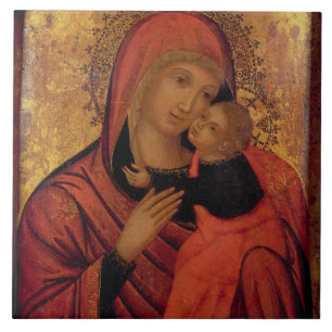 Madonna und Kind, c.1650 (Platte) Fliese