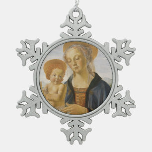 Madonna und Kind, circa 1470 Schneeflocken Zinn-Ornament
