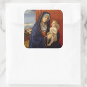 Madonna und Kind, circa 1485 Quadratischer Aufkleber (Tasche)