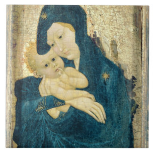 Madonna und Kind, der Burgund-Schule (Öl auf Fliese