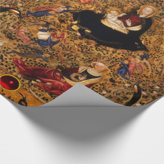 MADONNA UND KIND DER ROSE BOWER MIT ANGELN GESCHENKPAPIER (Ecke)