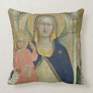 Madonna und Kind, die mit Heiligen inthronisiert Kissen