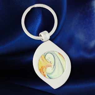 Madonna und Kind Elegante Wasserfarbe Inspirierend Schlüsselanhänger