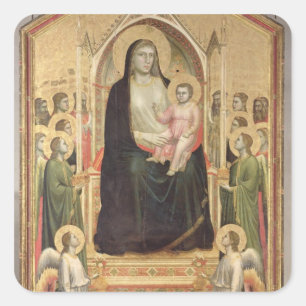 Madonna und Kind enthusironed, c.1300-03 (PRE-rest Quadratischer Aufkleber