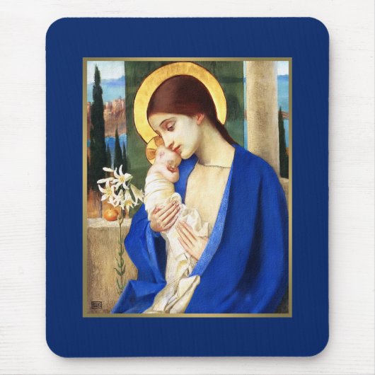 Madonna und Kind. Fine Art Christmas Geschenk Mousepad (Vorne)