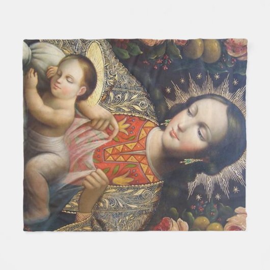 Madonna und Kind Fleecedecke (Vorderseite (Horizontal))