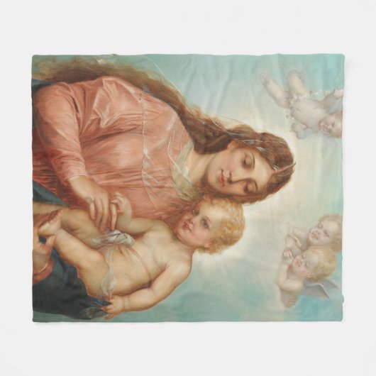 Madonna und Kind Fleecedecke (Vorderseite (Horizontal))