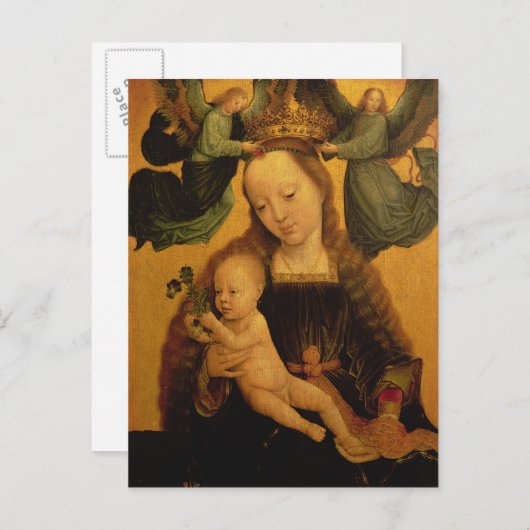 Madonna und Kind gekrönt von zwei Engeln, c.1520 Postkarte (Vorne/Hinten)