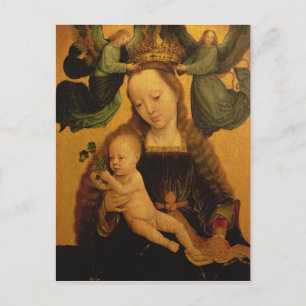 Madonna und Kind gekrönt von zwei Engeln, c.1520 Postkarte