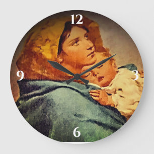 Madonna und Kind Große Wanduhr