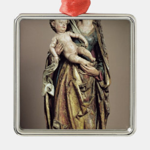 Madonna und Kind, hölzerne Skulptur Ornament Aus Metall