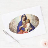 Madonna und Kind in Ruhm Ovaler Aufkleber (Umschlag)