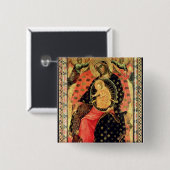 Madonna und Kind inthronisiert mit zwei frommen Button (Vorne & Hinten)