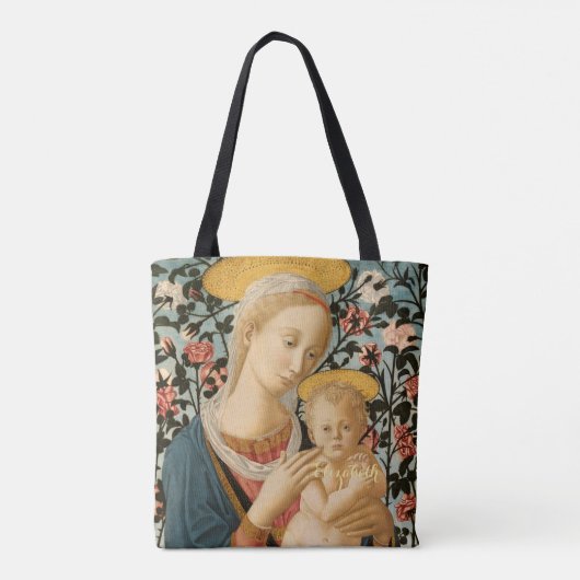 Madonna und Kind Jesus Jungfrau Maria Mit Monogram Tasche (Rückseite)