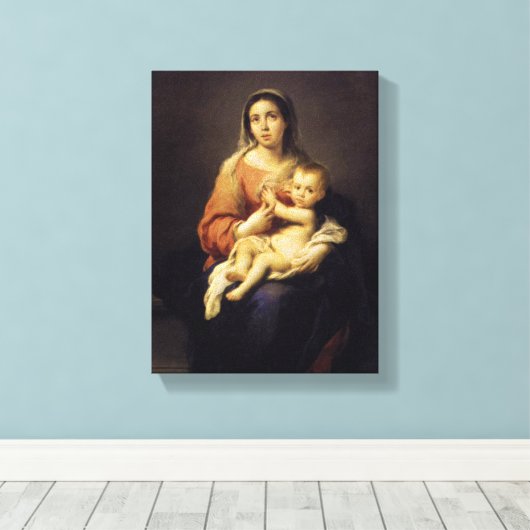 Madonna und Kind - Jungfrau Mary - Murillo Leinwanddruck (Insitu (Holzboden))