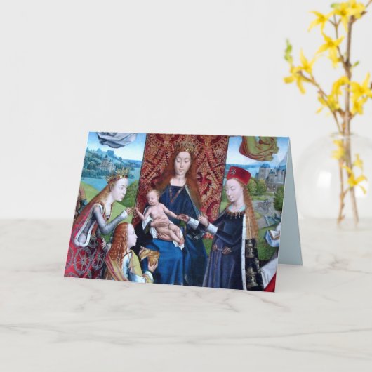 Madonna und Kind mit 3 Heiligen (Detail; M 070) Karte (Gelbe Blume)