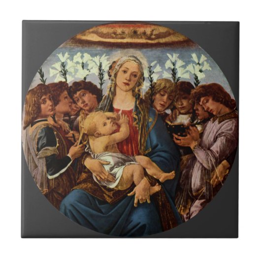Madonna und Kind mit acht Engeln von Botticelli Fliese (Vorderseite)