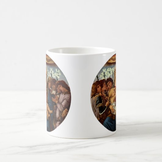 Madonna und Kind mit acht Engeln von Botticelli Kaffeetasse (Mittel)