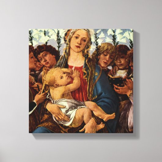 Madonna und Kind mit acht Engeln von Botticelli Leinwanddruck (Vorderseite)