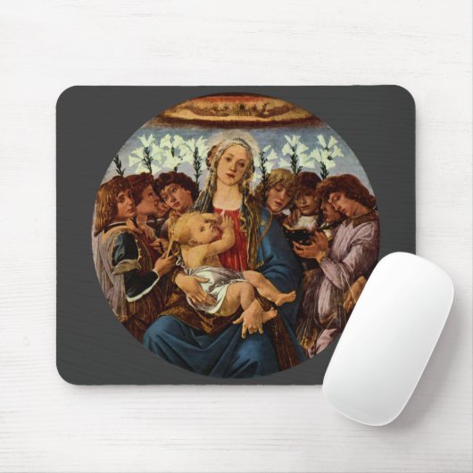 Madonna und Kind mit acht Engeln von Botticelli Mousepad (Mit Mouse)