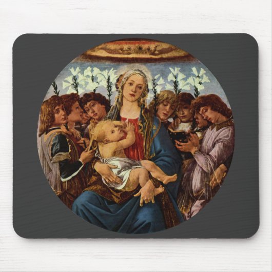 Madonna und Kind mit acht Engeln von Botticelli Mousepad (Vorne)