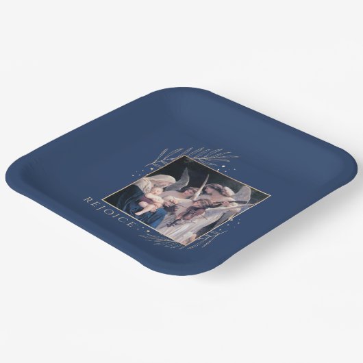 Madonna und Kind mit Engel Freude Pappteller (Gewinkelt)