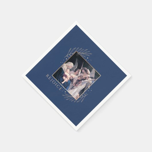 Madonna und Kind mit Engel Freude Serviette (Ecke)