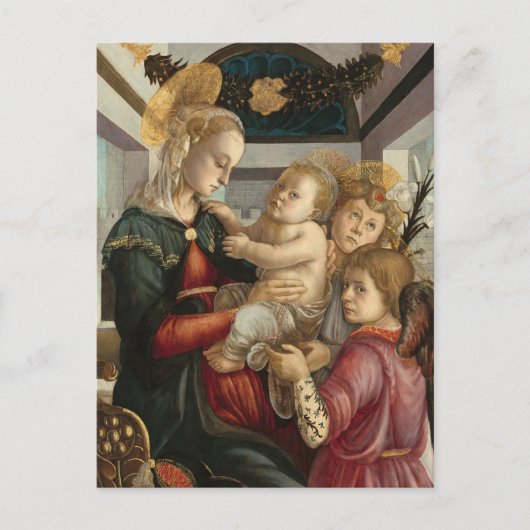 Madonna und Kind mit Engeln | Botticelli Postkarte (Vorderseite)