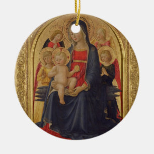 Madonna und Kind mit Engeln, c.1467 (Öl auf Keramikornament