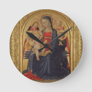 Madonna und Kind mit Engeln, c.1467 (Öl auf Runde Wanduhr